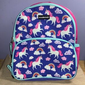 Crocodile Creek unicorn backpack double zippers bottle holder New